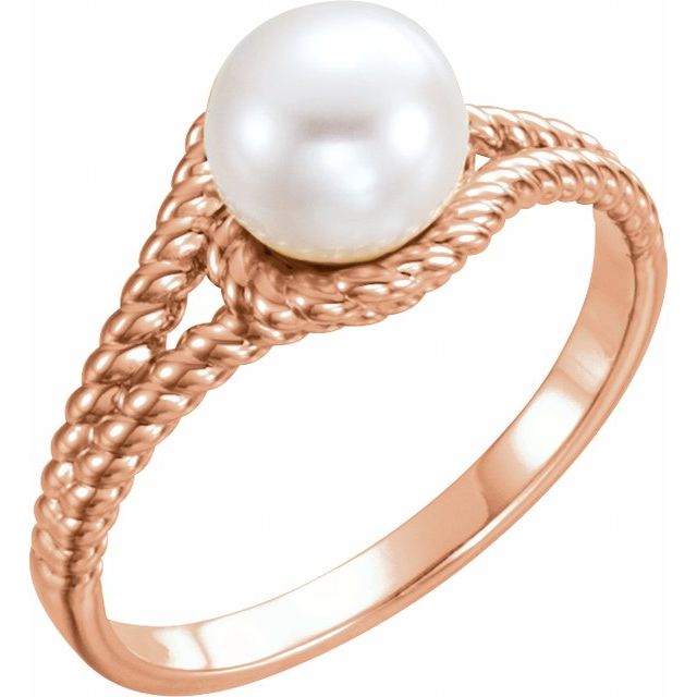 cultured pearl rope ring in 14k rose gold