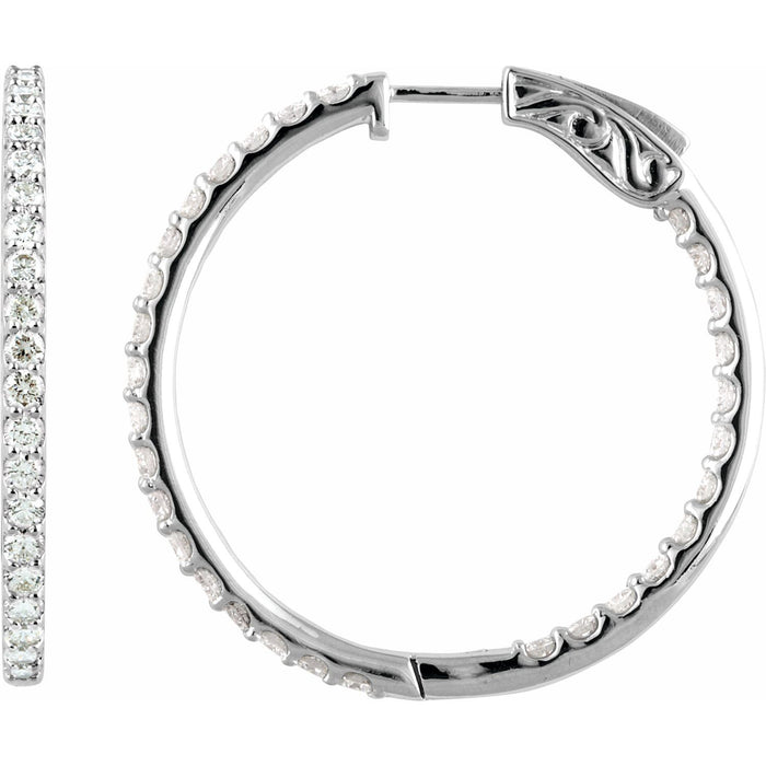6 1/2 ct Inside-Out Natural Diamond Statement Hoop Earrings in 14K White Gold