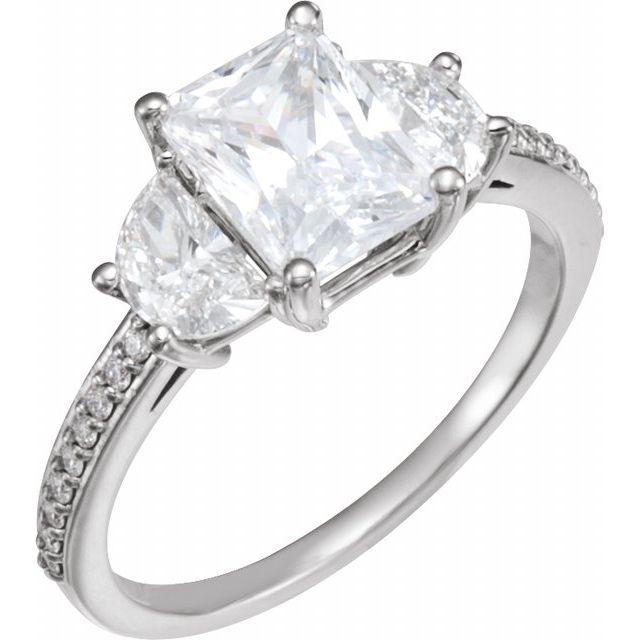 1.6 ct Emerald Lab-Grown Diamond Step-Cut Three-Stone Engagement Ring