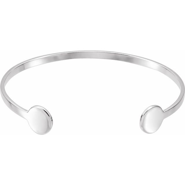 engravable domed cuff bracelet in 14k white gold