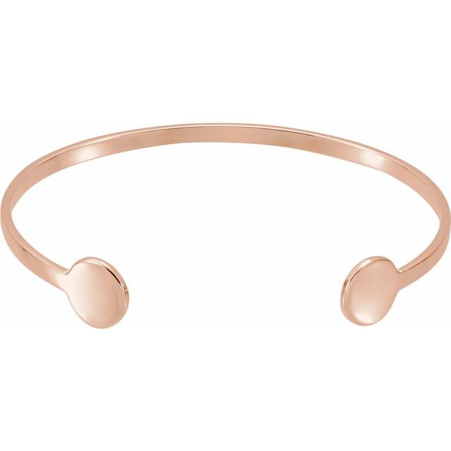 engravable domed cuff bracelet in 14k rose gold