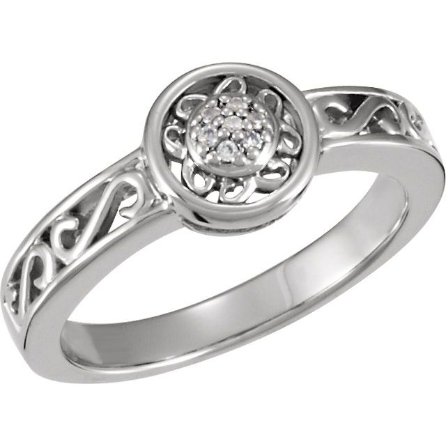 Filigree Tide Round Blue Topaz Ring