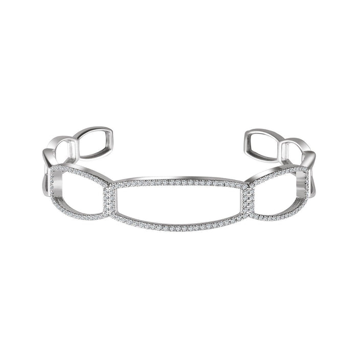 14K White Gold open cuff with diamond accents diamond cuff bracelet