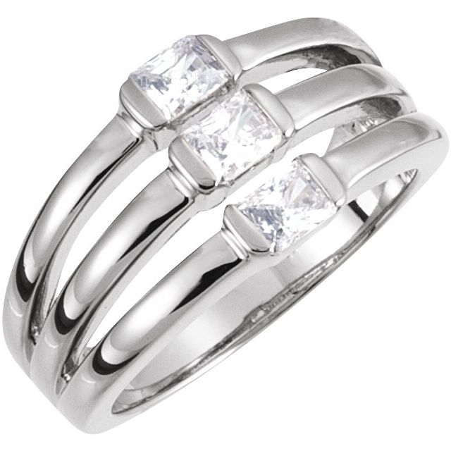 Emerald-Cut Amethyst Three-Stone Ring