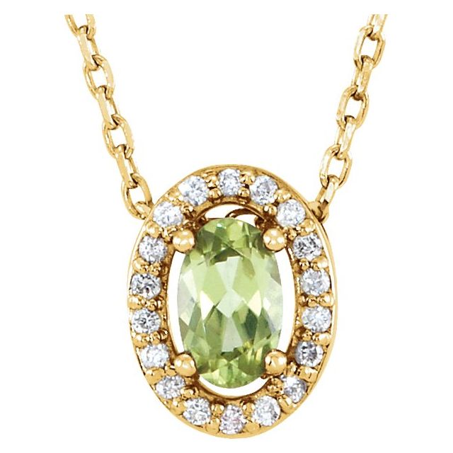 august peridot oval gold necklace in 14k yellow gold