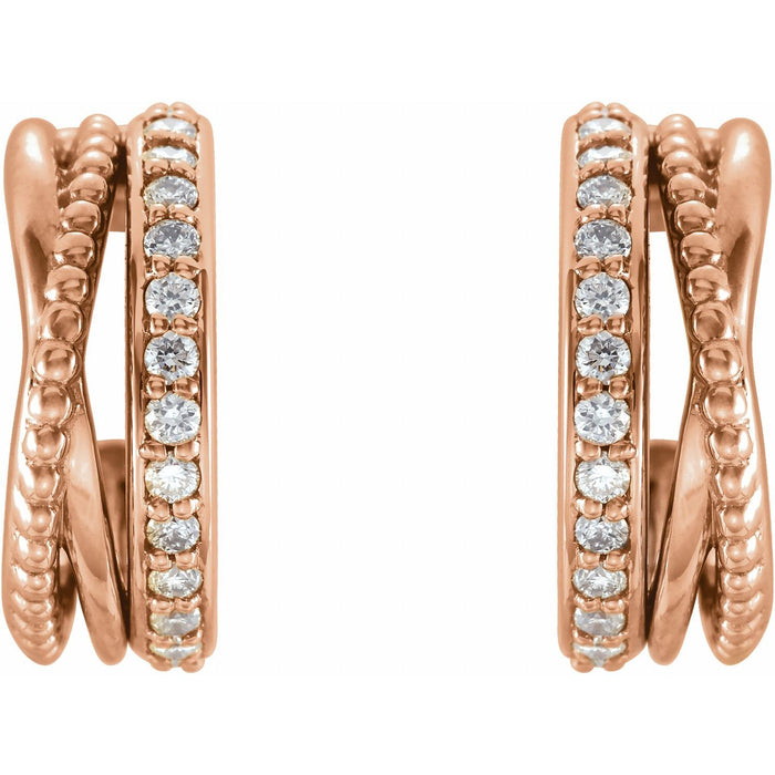 1/5 ct Natural Diamond Modern Hoop Earrings in 14K Rose Gold