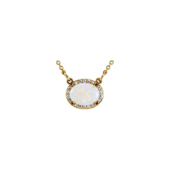Opal Oval birthstone necklace in 14K Yellow Gold