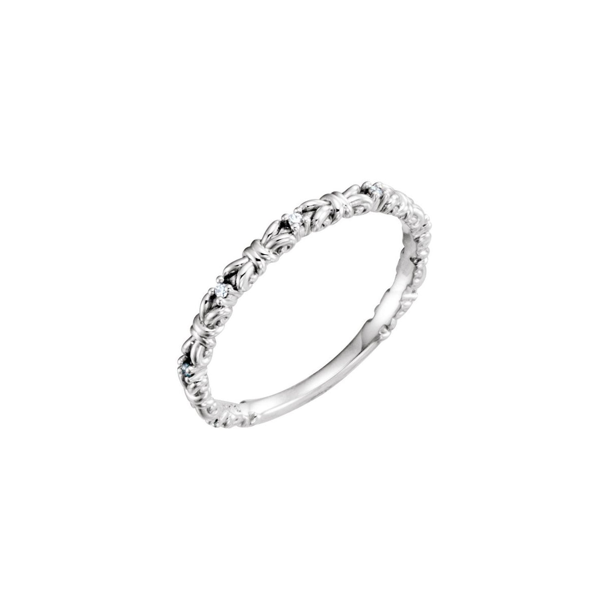 Round Stackable Natural Diamond Ring in 14K White Gold