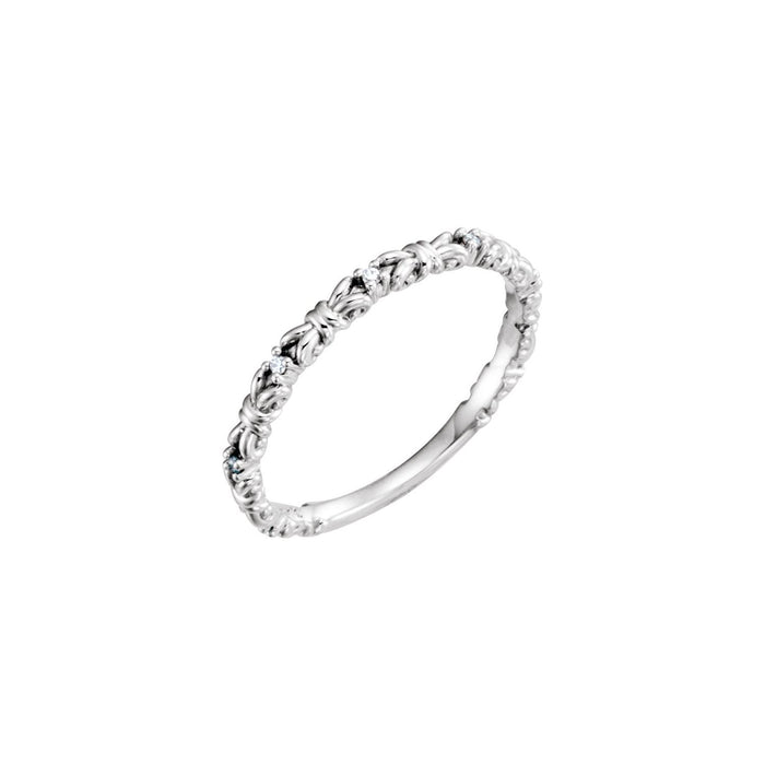 Round Stackable Natural Diamond Ring in 14K White Gold