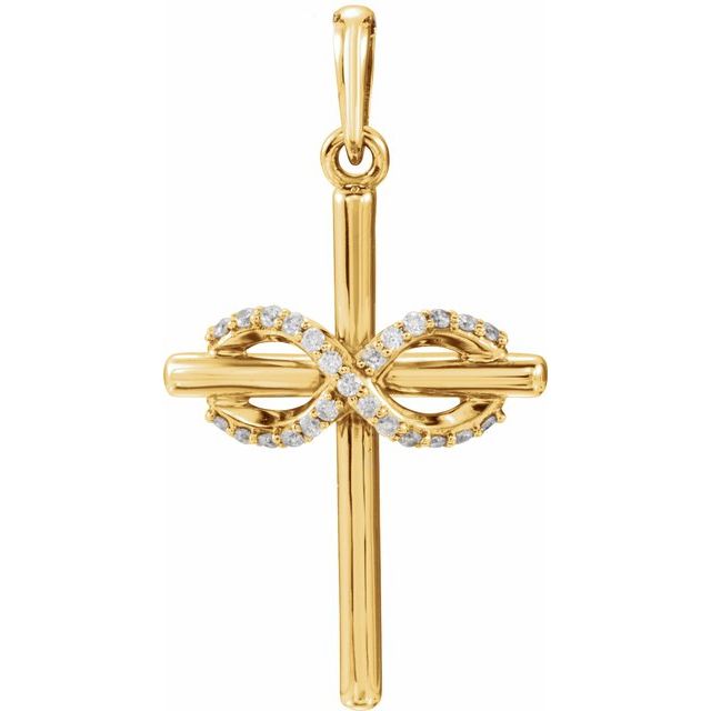 diamond infinity cross pendant in 14k yellow gold