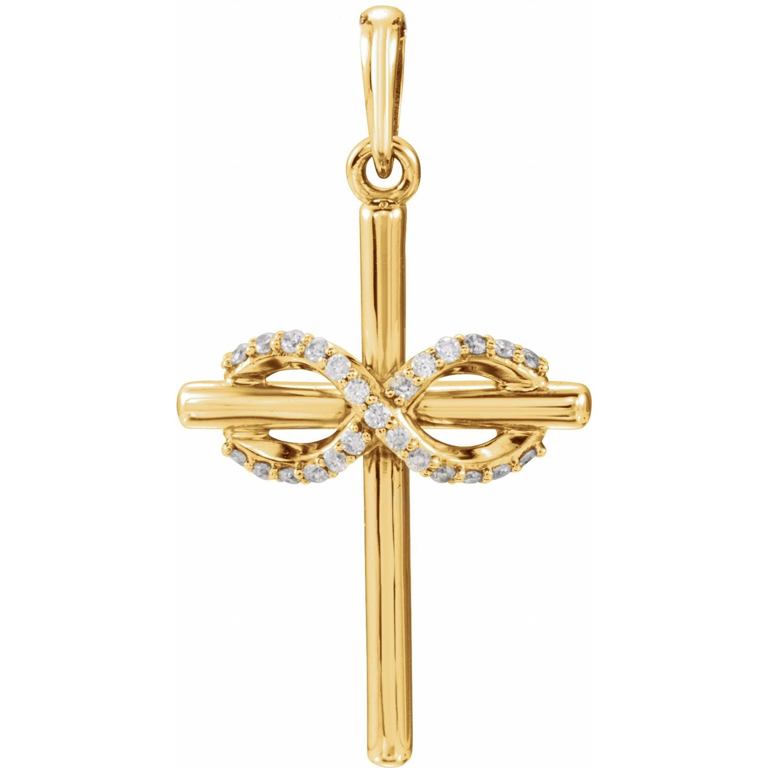 Diamond Infinity Cross Pendant in 14K Yellow Gold
