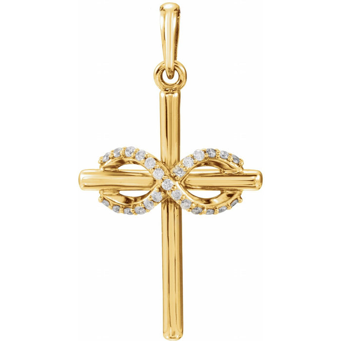 Diamond Infinity Cross Pendant in 14K Yellow Gold