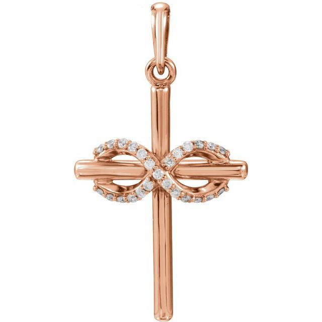 diamond infinity cross pendant in 14k rose gold