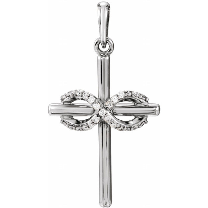 Diamond Infinity Gold Cross Necklace in 14K White Gold