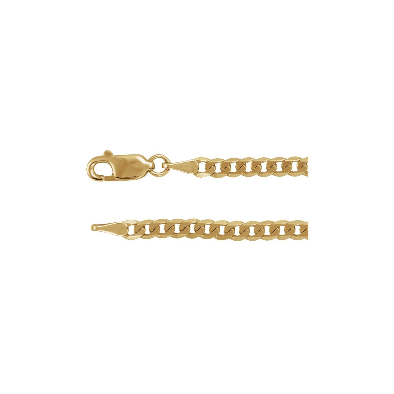 3mm Curb Chain Necklace in 14K Yellow Gold