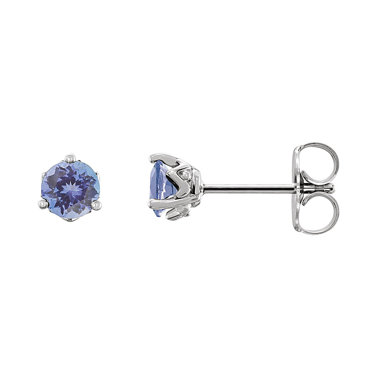 4 mm Round Tanzanite Stud Earrings in 14K White Gold