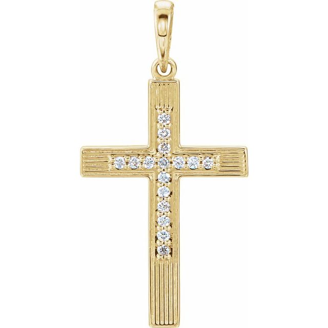 milgrain diamond cross pendant in 14k yellow gold