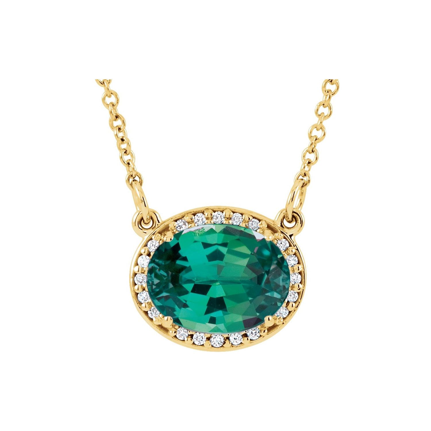 Emerald Oval birthstone necklace in 14K Yellow Gold