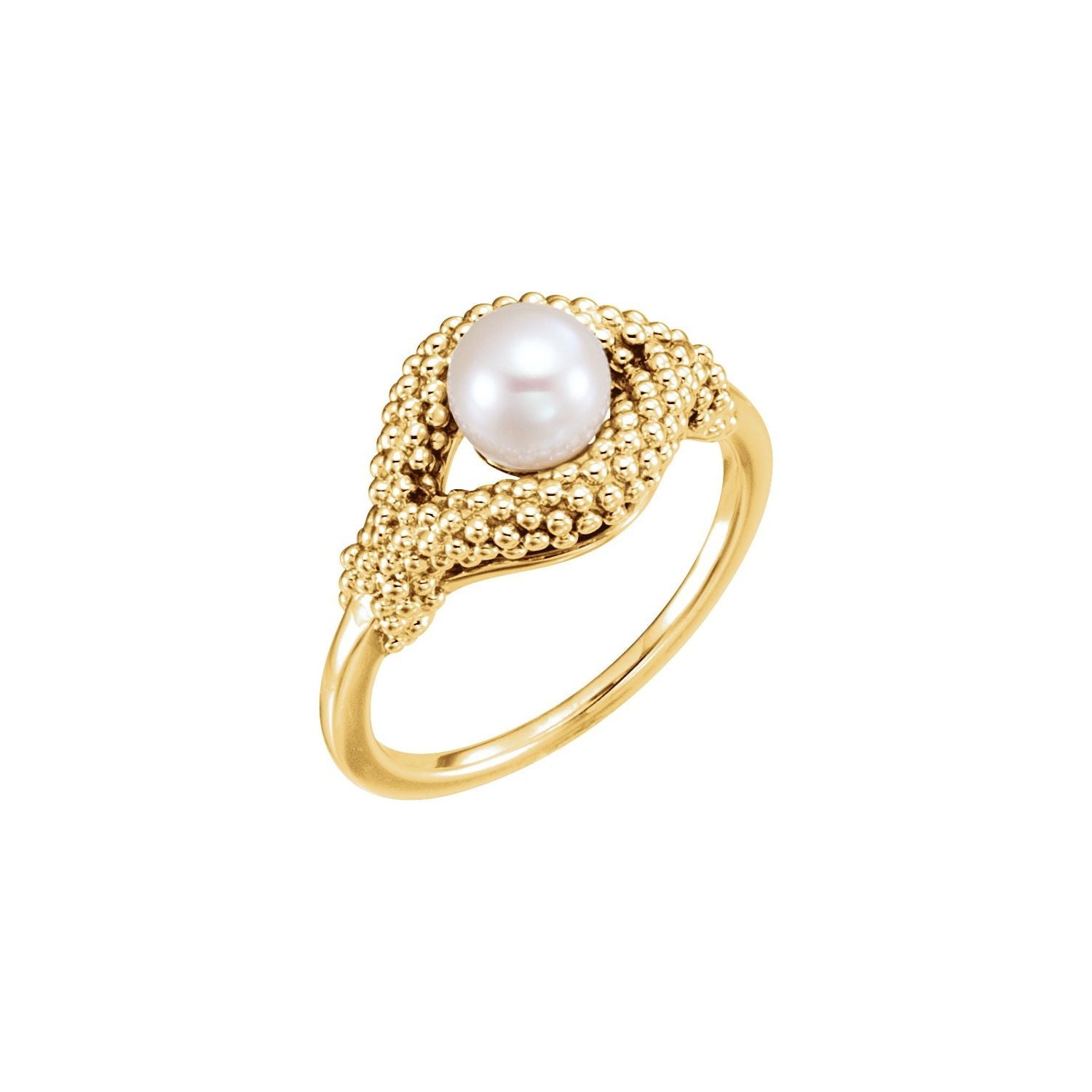 Beaded Cultured Pearl Ring in 14K Yellow Gold