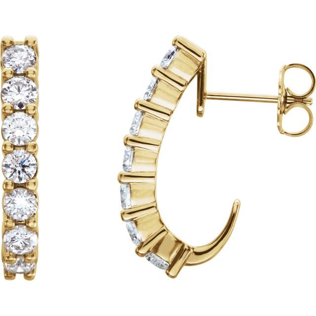 lab-grown diamond j-hoop earrings in 14k yellow gold