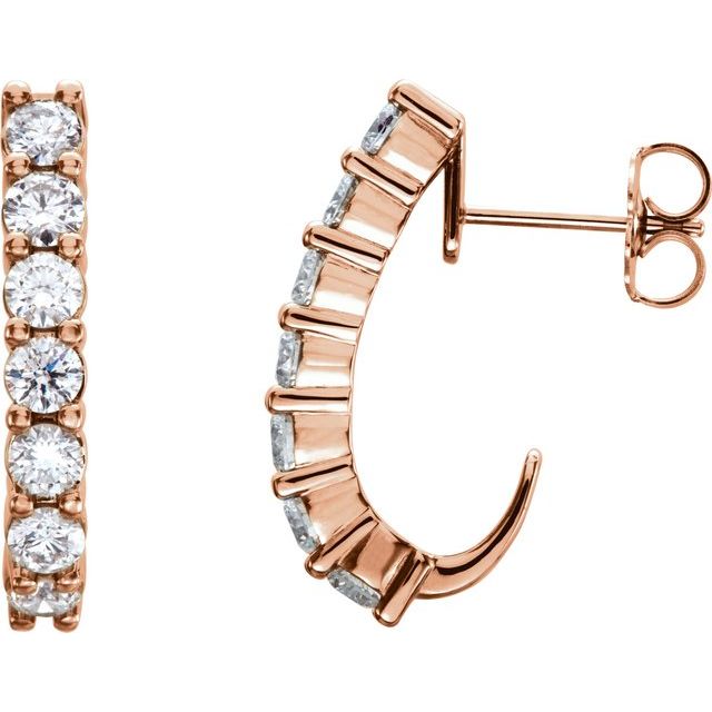 lab-grown diamond j-hoop earrings in 14k rose gold