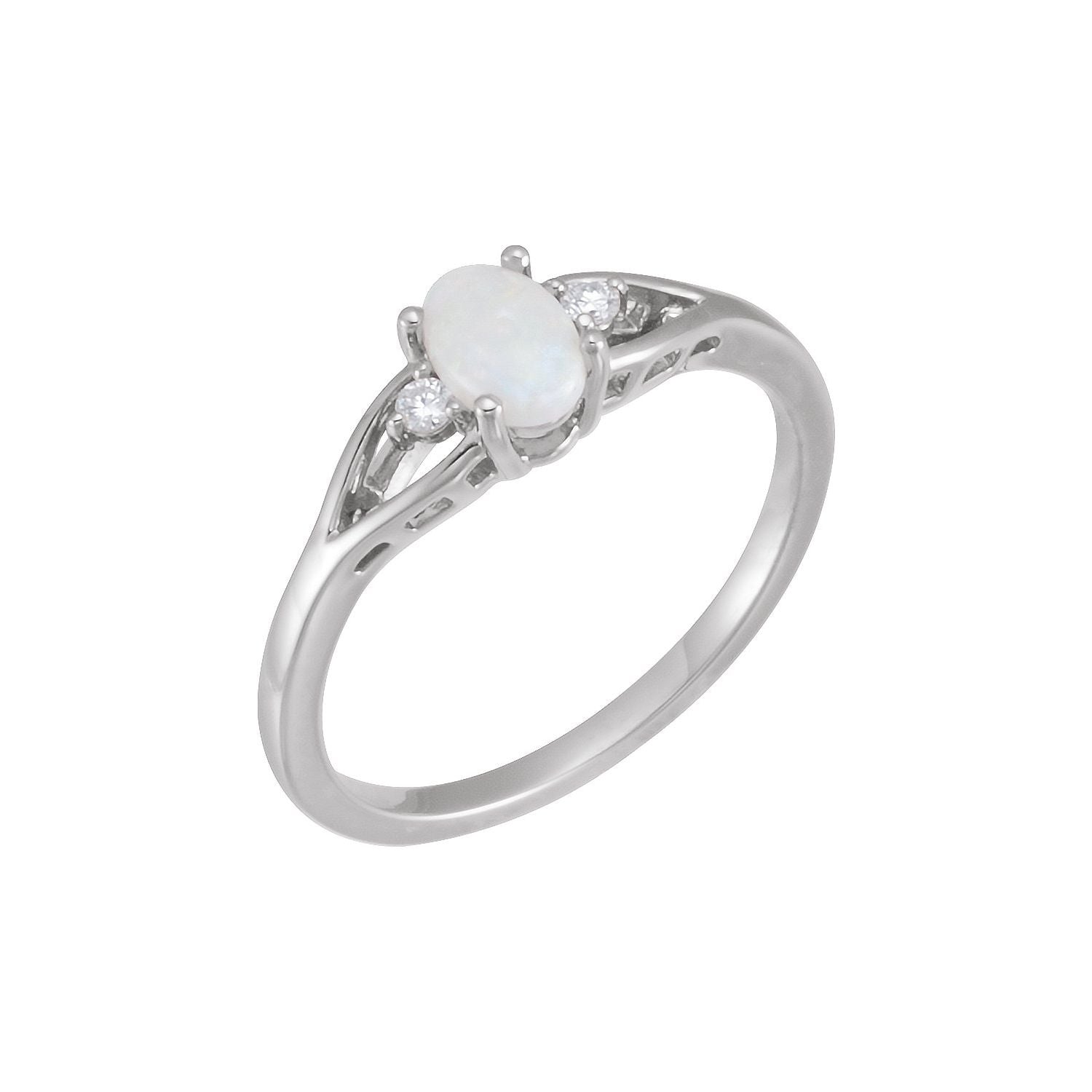 Opal Open-Circle Cluster Ring in 14K White Gold - natural opal