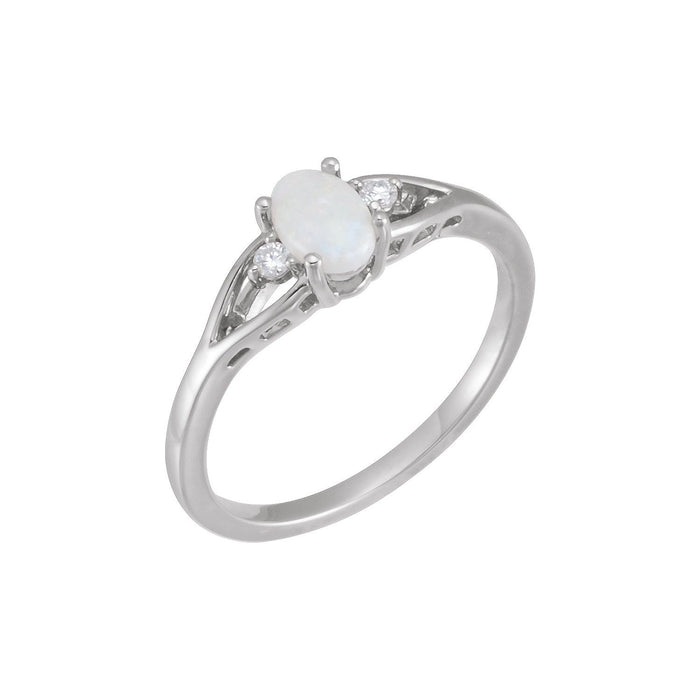 Opal Open-Circle Cluster Ring in 14K White Gold - natural opal