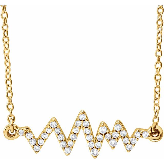 diamond heartbeat necklace in 14k yellow gold