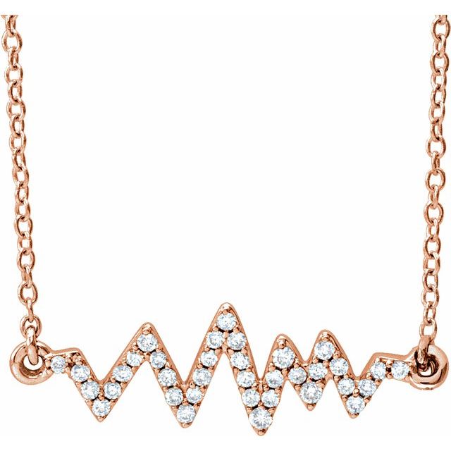 diamond heartbeat necklace in 14k rose gold