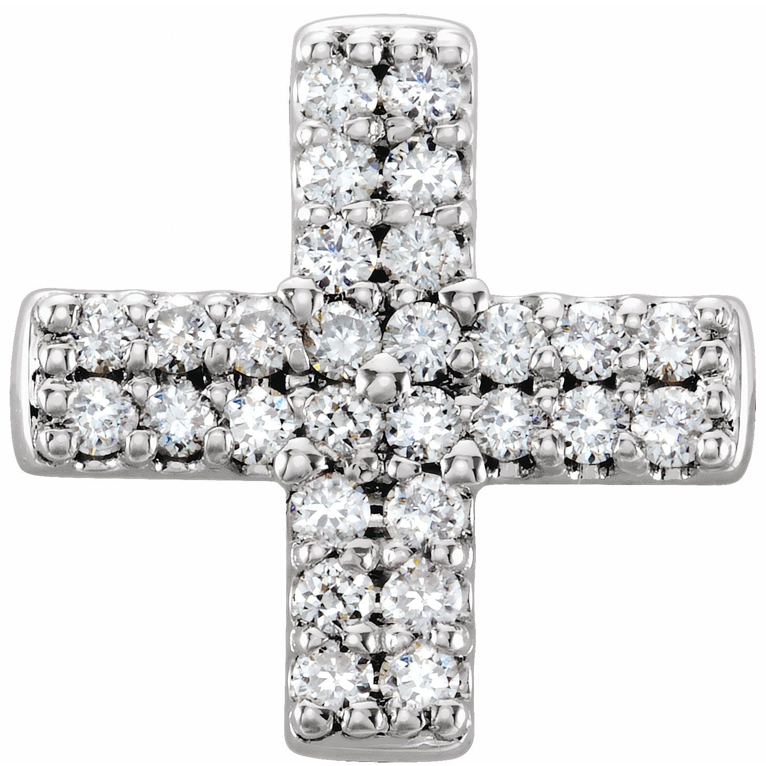 Diamond-Lined Cross Necklace in 14K White Gold