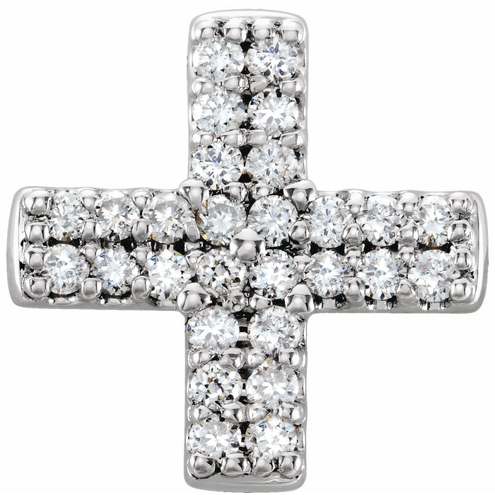 Diamond-Lined Cross Necklace in 14K White Gold