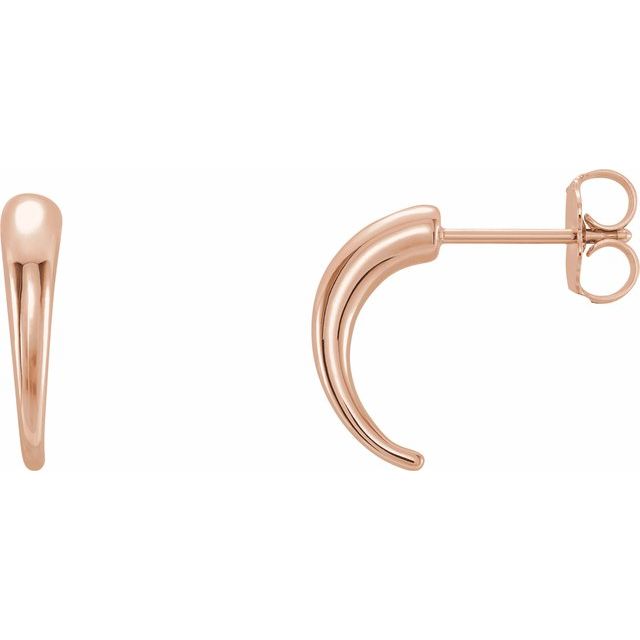 slim polished j-hoop gold earrings in 14k rose gold