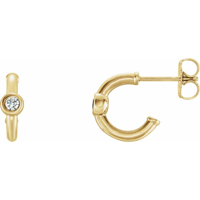 Sapphire Huggie Hoop Earrings in 14K Yellow Gold