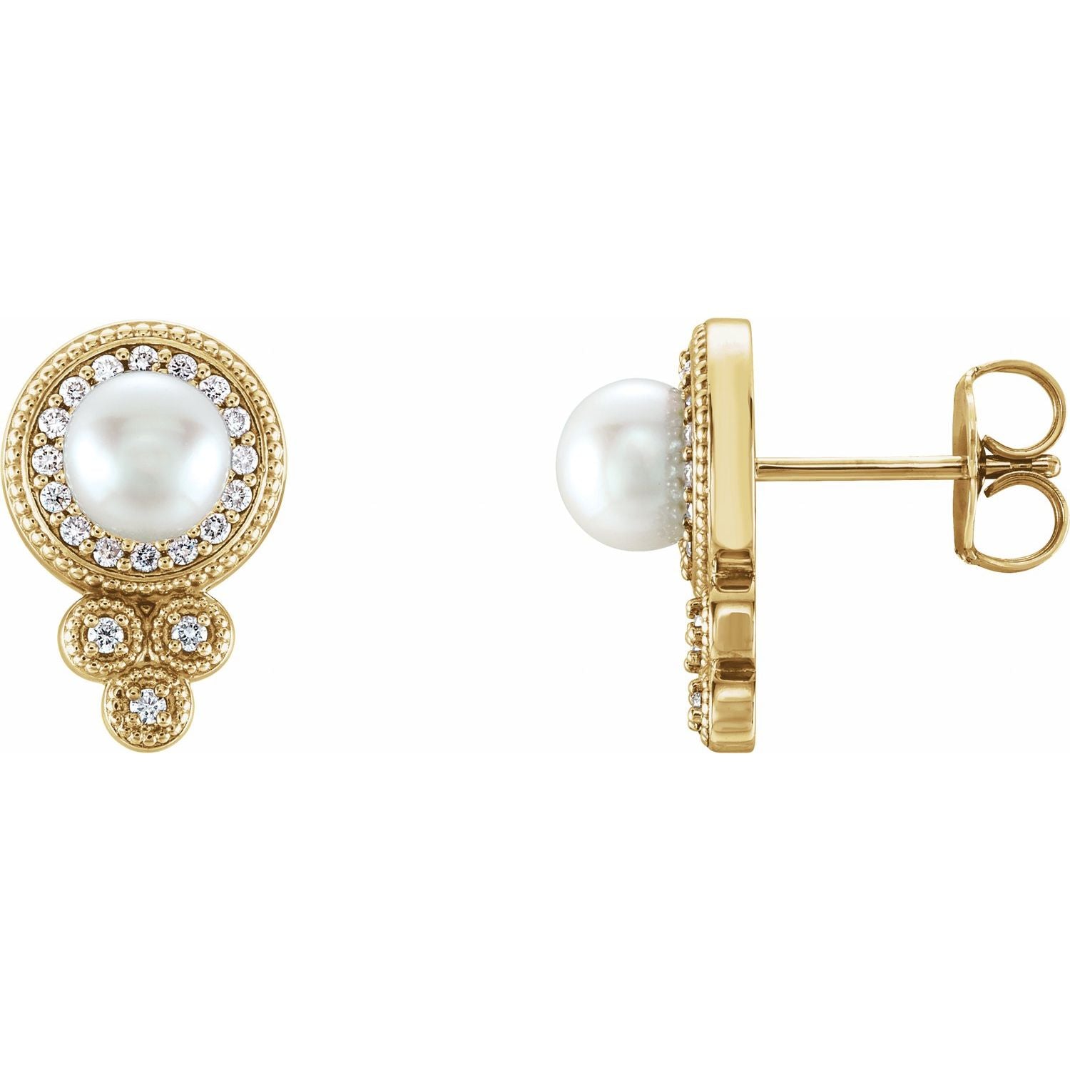 Cultured Freshwater Pearl drop earrings in 14K Yellow Gold