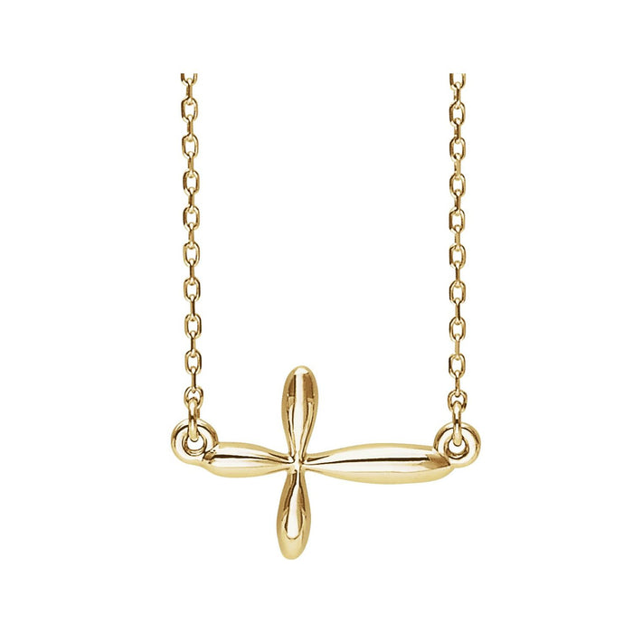 Sideways Cross Necklace in 14K Yellow Gold