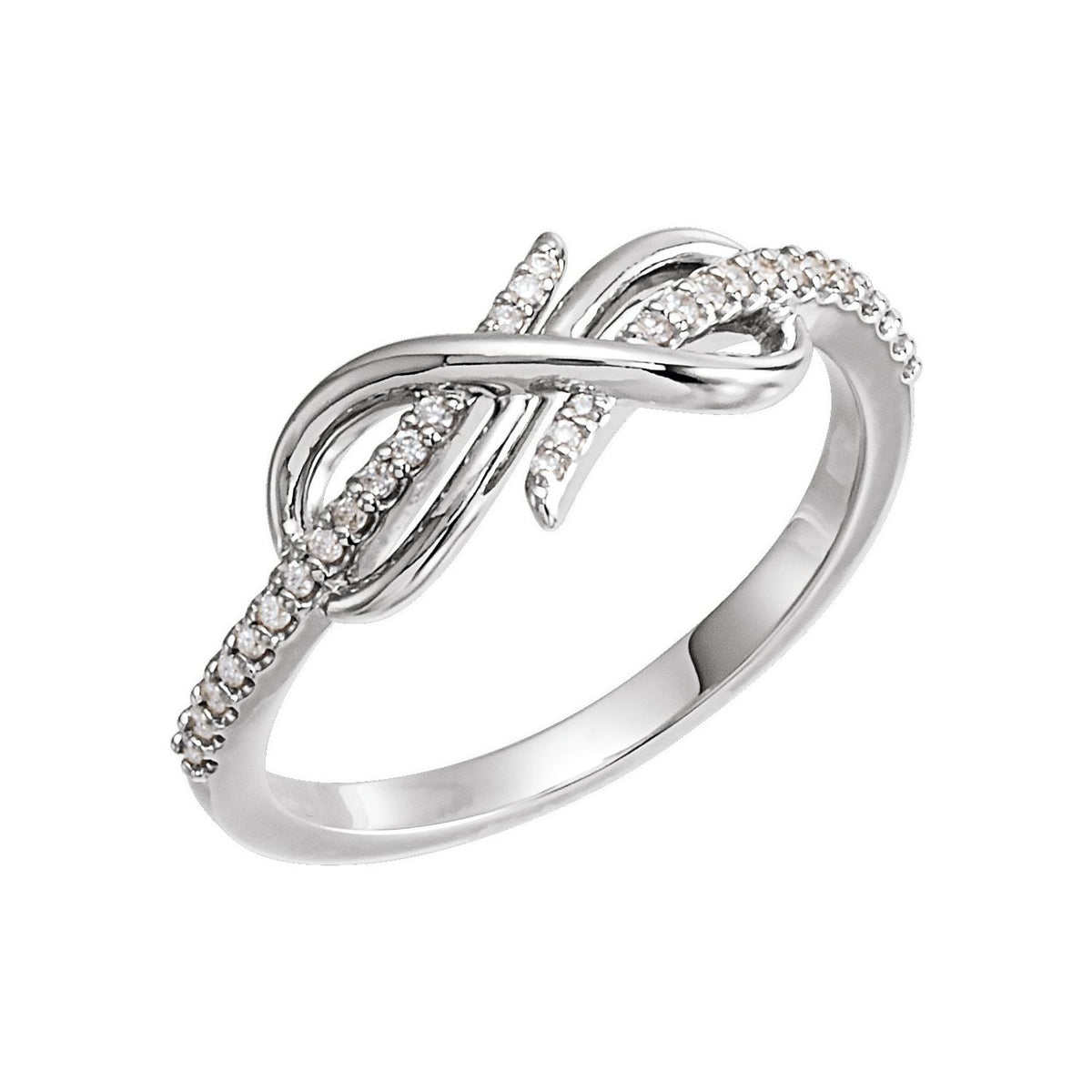 Round Bypass Natural Diamond Ring in 14K White Gold