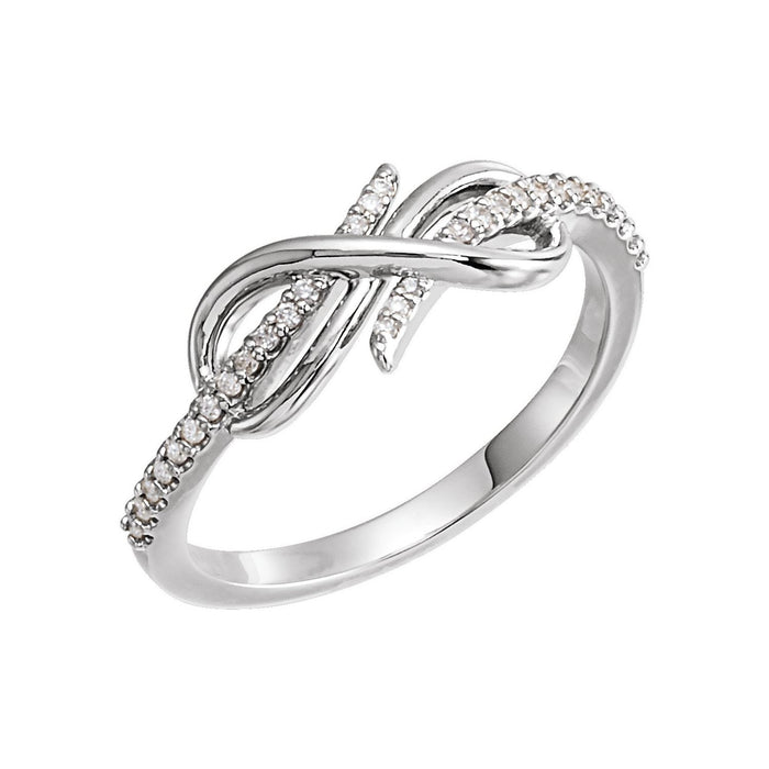 Round Bypass Natural Diamond Ring in 14K White Gold