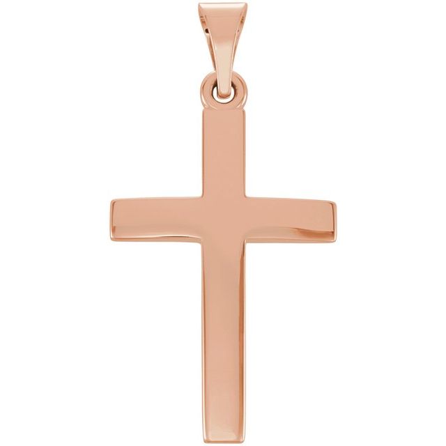 classic polished cross pendant in 14k rose gold