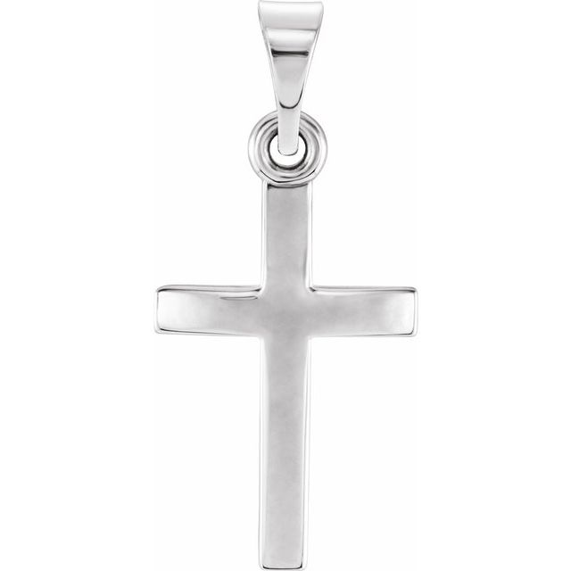 classic polished cross pendant in 14k white gold