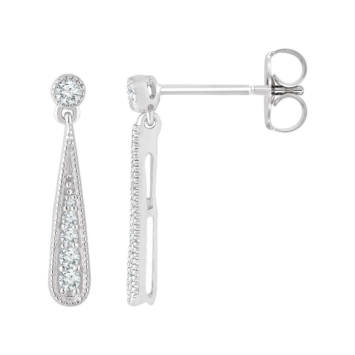 14K White Gold 1/6 ct tw Diamond Teardrop Earrings diamond earrings