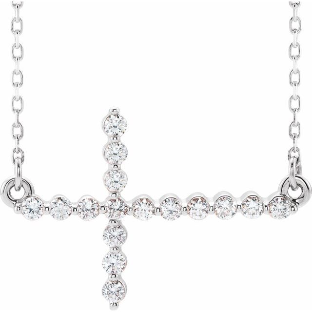 quarter-carat sideways diamond cross necklace in 14k yellow gold