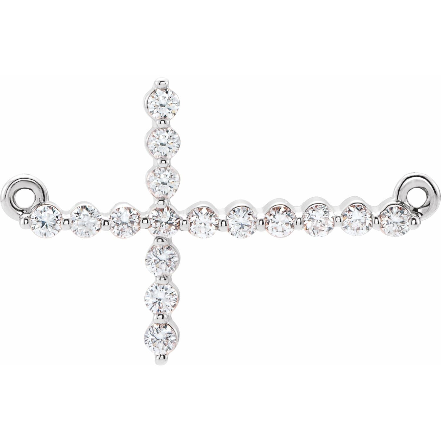 Quarter-Carat Sideways Diamond Cross Necklace in 14K White Gold