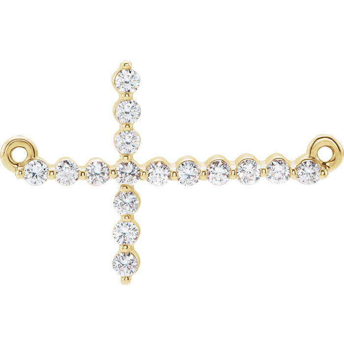 Quarter-Carat Sideways Diamond Cross Necklace in 14K Yellow Gold