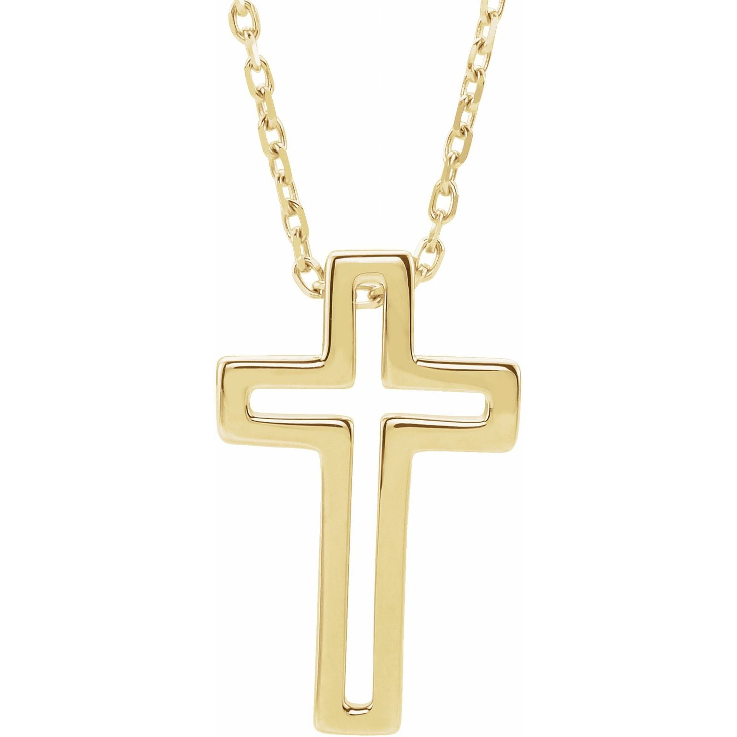 Open Cross Necklace in 14K Yellow Gold