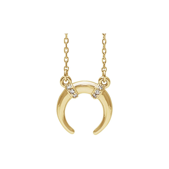 14K Yellow Gold crescent moon diamond necklace — .025 ct natural diamonds on an included 16-18" chain