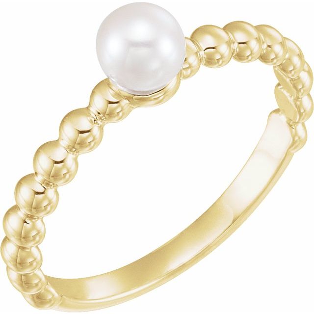 freshwater pearl stackable ring in 14k yellow gold