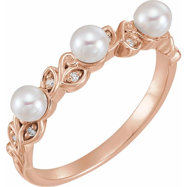 seed pearl & diamond ring in 14k rose gold