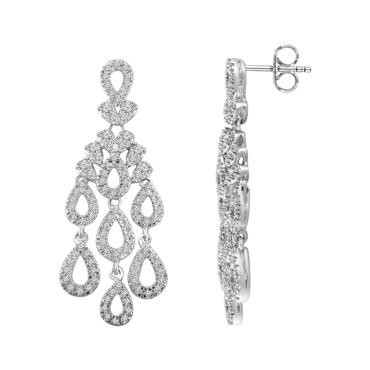 14K White Gold 7/8 ct tw Diamond Chandelier diamond earrings