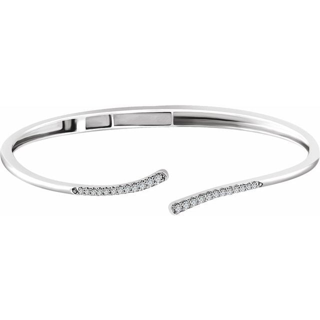bypass diamond hinged cuff bracelet in 14k white gold