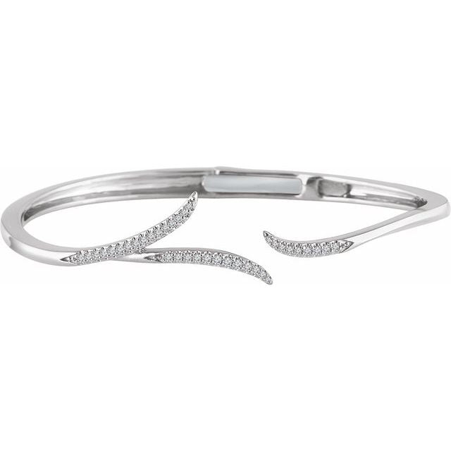 freeform diamond hinged cuff bracelet in 14k white gold
